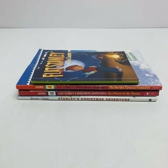 Lot Of 4 Flat Stanley Books Jeff Brown Goes Camping Christmas Adventure 4 14 - Picture 4 of 7